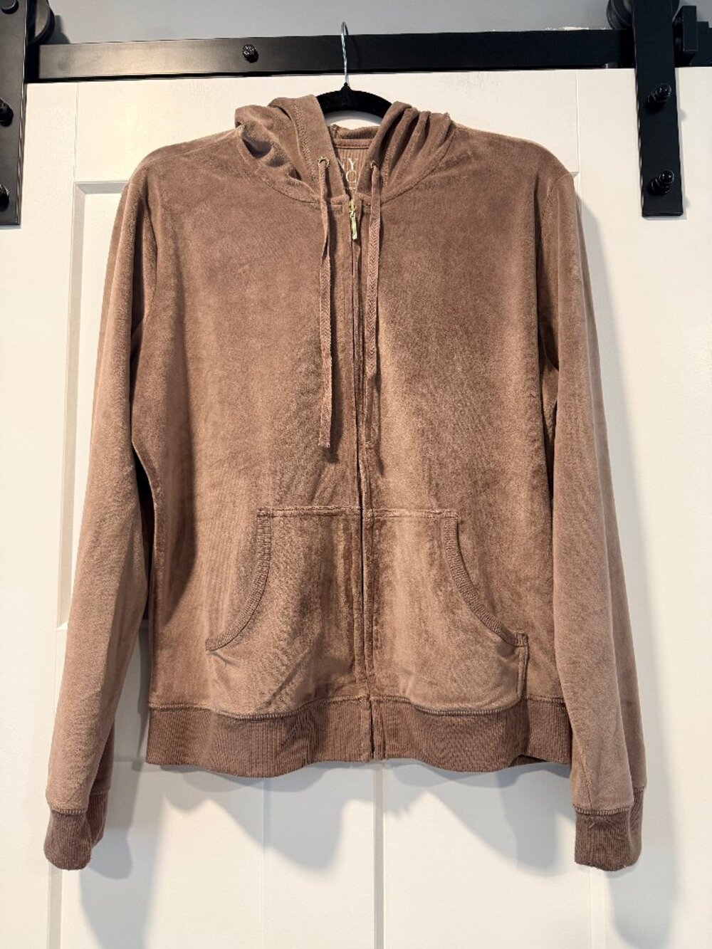 New York & Co. Lavender Velour Zip-Front Hoodie Jacket